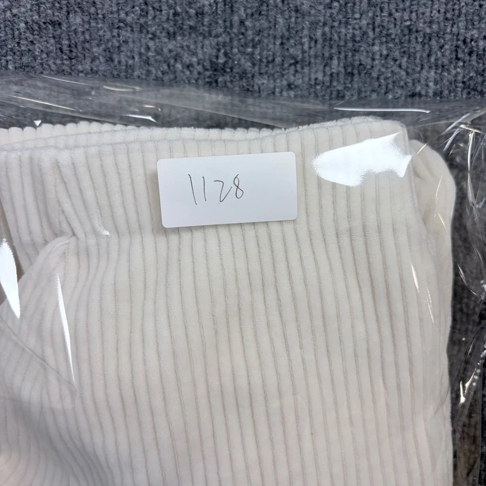 Minimalist‎ Free People Cream Ribbed Midi Skirt Side Slit XS